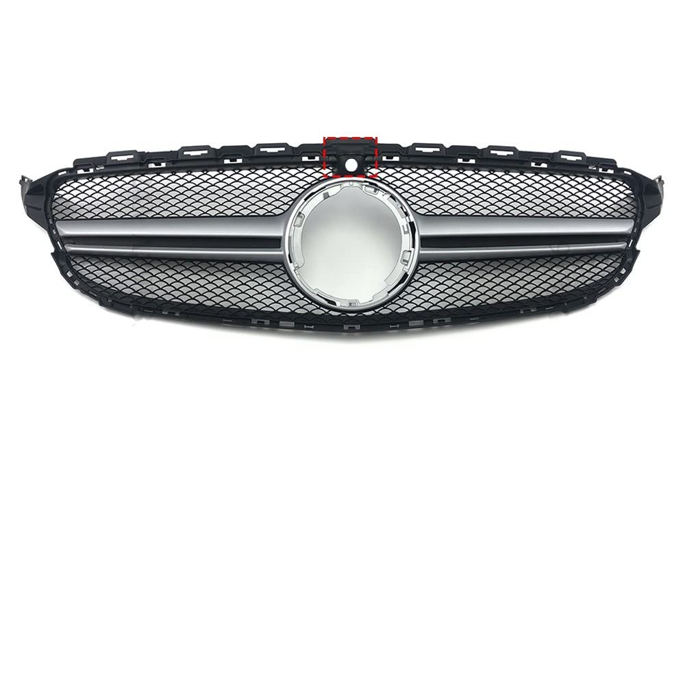 Front Grill Grills Diamant-Frontstoßstangengrill Für M&ercedes W205 Grill C205 B&ENZ C 2014-2021 C200 C260 C180 C250 C300 Coupe AMG C43 Tuning GT GTR(V19-21Silver with Cam) von YSBVBLRMRV