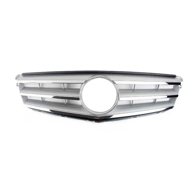 Front Grill Grills Für M&ercedes W204 B&ENZ C C200 C300 C43 C180 C350 C250 2007-2014 Sport Fronthaubengrill Racing Stoßstangengrill Diamond Style Tuning(7Silver) von YSBVBLRMRV