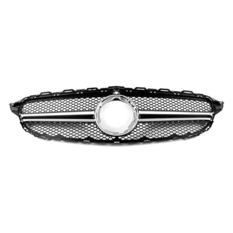 Front Grill Grills Für Mercedes Für B&ENZ C Klasse W205 2019-2020 Auto Vorderen Stoßfänger Oberen Haube Mesh Grid Mit Kamera Loch Vorne Niere Grille(Silber) von YSBVBLRMRV