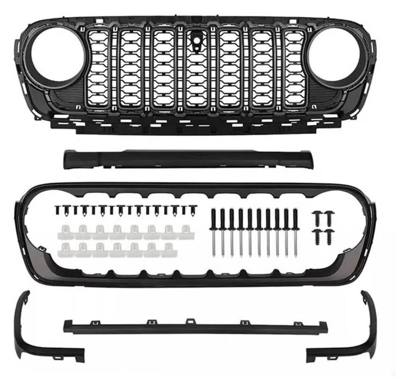 Front Nierengrill Grills Für Wrangler JL 2018-2024 Front Grill Oberen Kühlergrill Stoßstange Grille Nahen Net Auto Teil Front Niere Grille(with Camera Hole) von YSBVBLRMRV