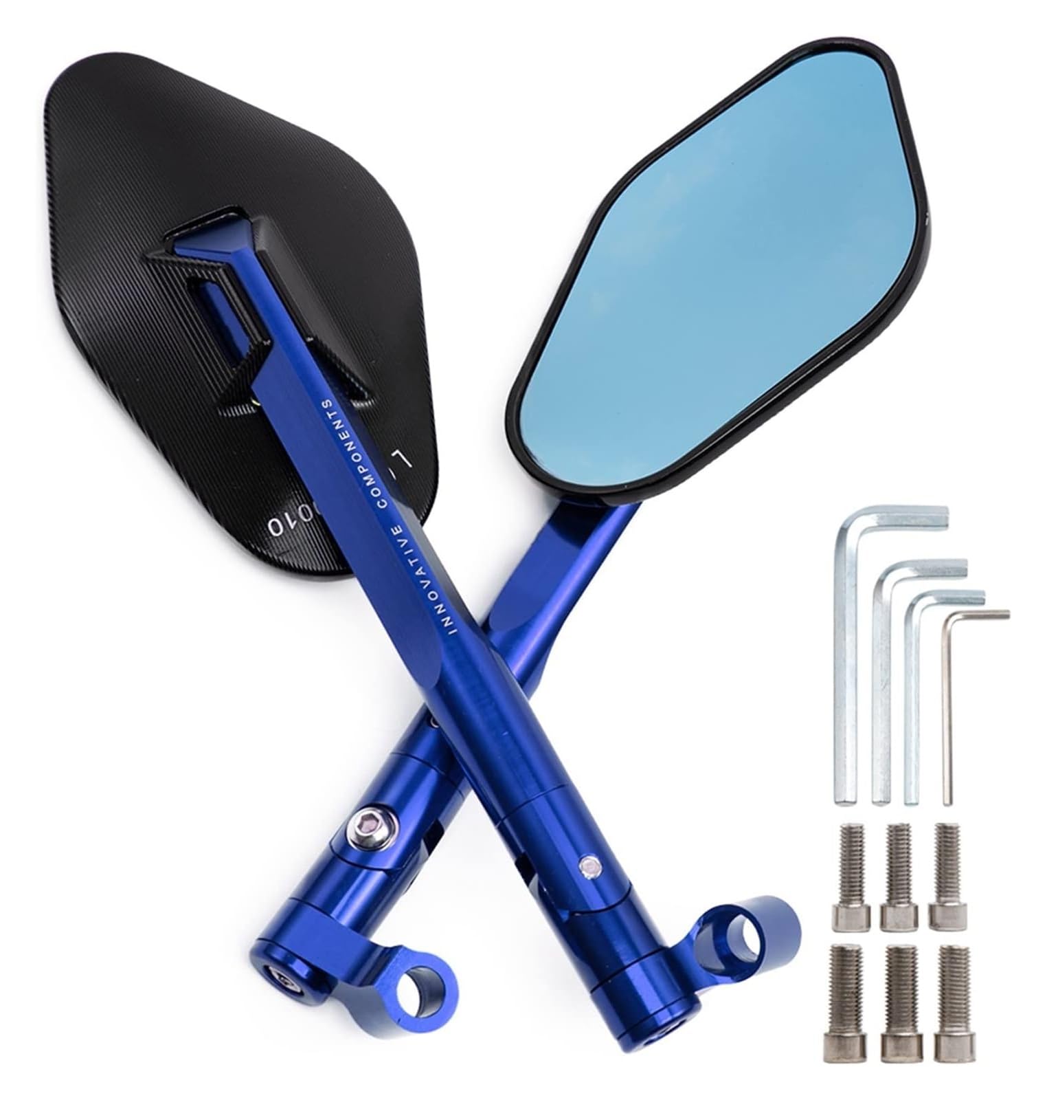 Für B&M&W K1300 K1200 F800 F650 G650 HP2 CNC Aluminium Rearview Außenspiegel 8mm 10mm Dekoration Motorrad Motorrad Rückspiegel(Blue) von YSDEACE