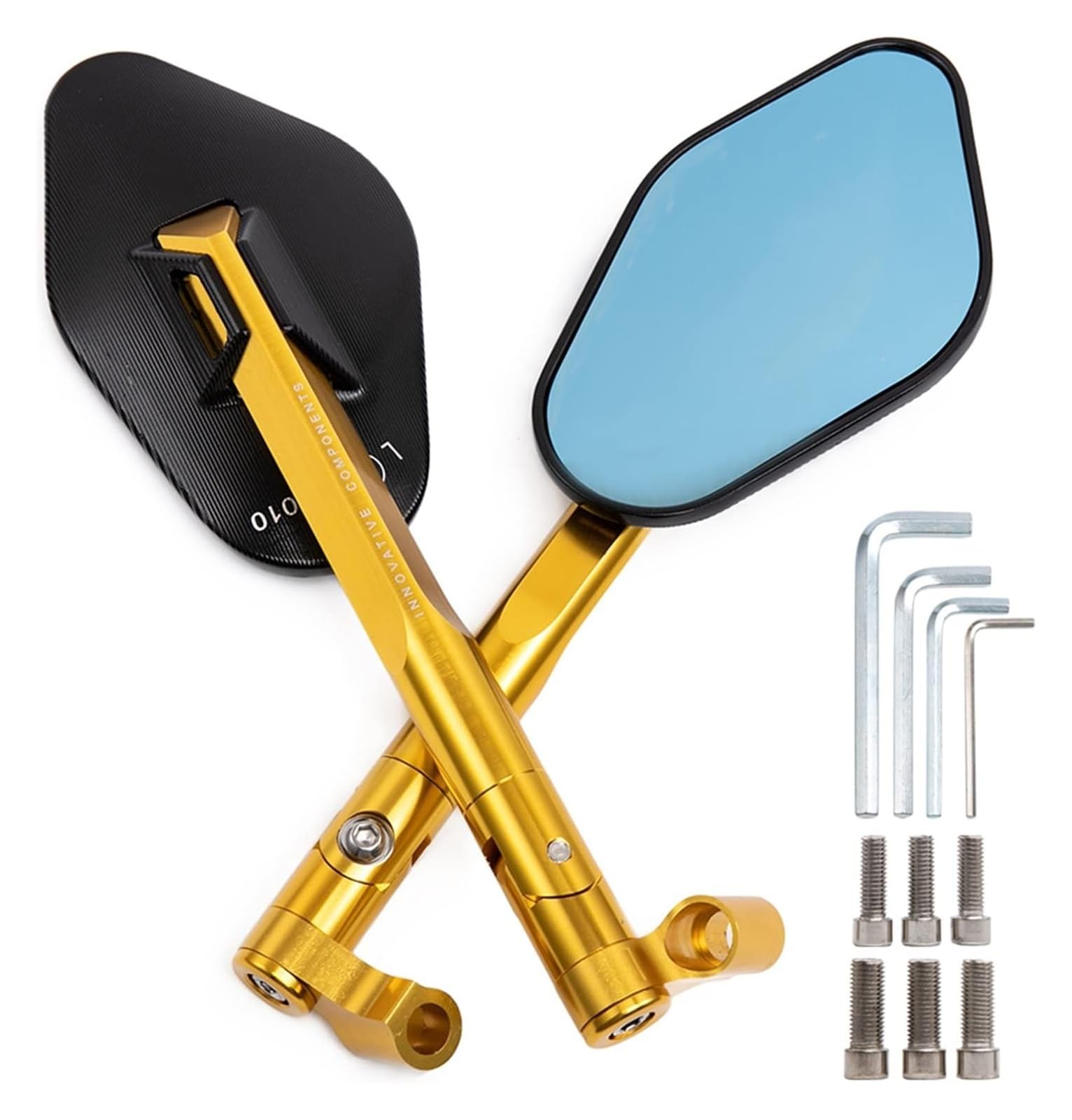 Für B&M&W K1300 K1200 F800 F650 G650 HP2 CNC Aluminium Rearview Außenspiegel 8mm 10mm Dekoration Motorrad Motorrad Rückspiegel(Gold) von YSDEACE