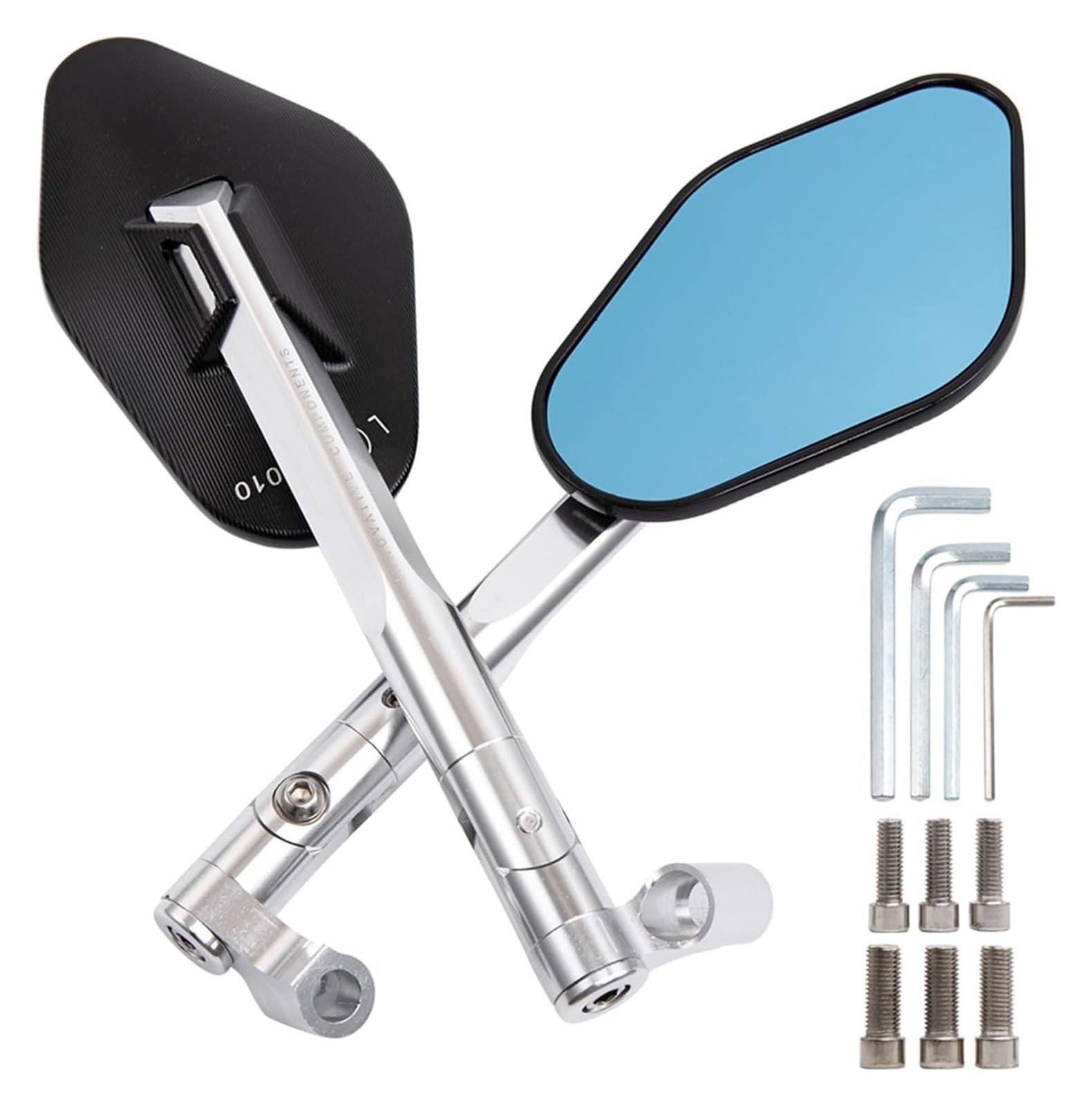 Für B&M&W K1300 K1200 F800 F650 G650 HP2 CNC Aluminium Rearview Außenspiegel 8mm 10mm Dekoration Motorrad Motorrad Rückspiegel(Silver) von YSDEACE