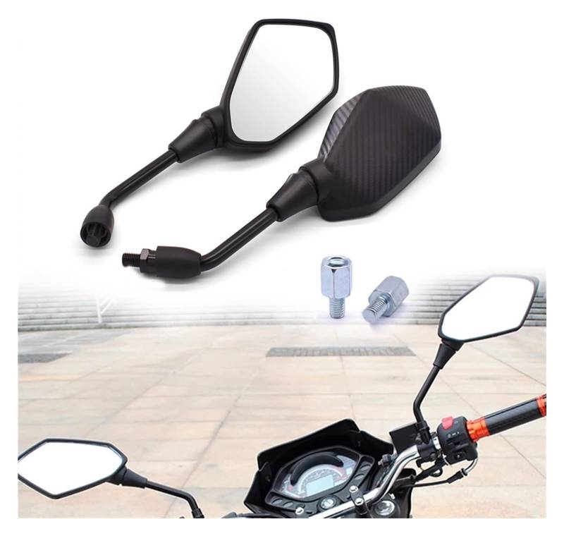 Für BM&W S1000R S1000 Motorrad-Rückspiege 10 Mm 8 Mm Rückseite Konvexe Spiegeldekoration Motorrad Rückspiegel(Carbon Fiber) von YSDEACE