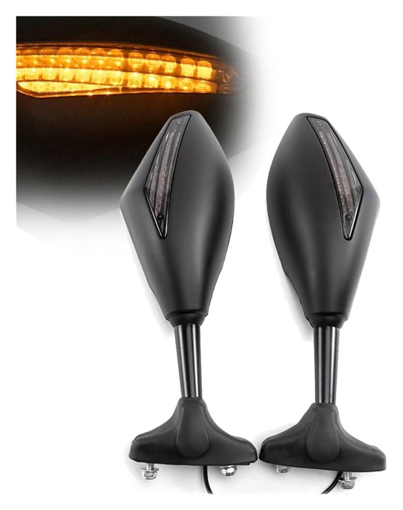 Für K&awasaki Für Ninja 6r 9r 650r 250r 636 Motorrad LED Blinker Spiegel Dekoration Motorrad Rückspiegel(Mattle Black 2 Leds) von YSDEACE