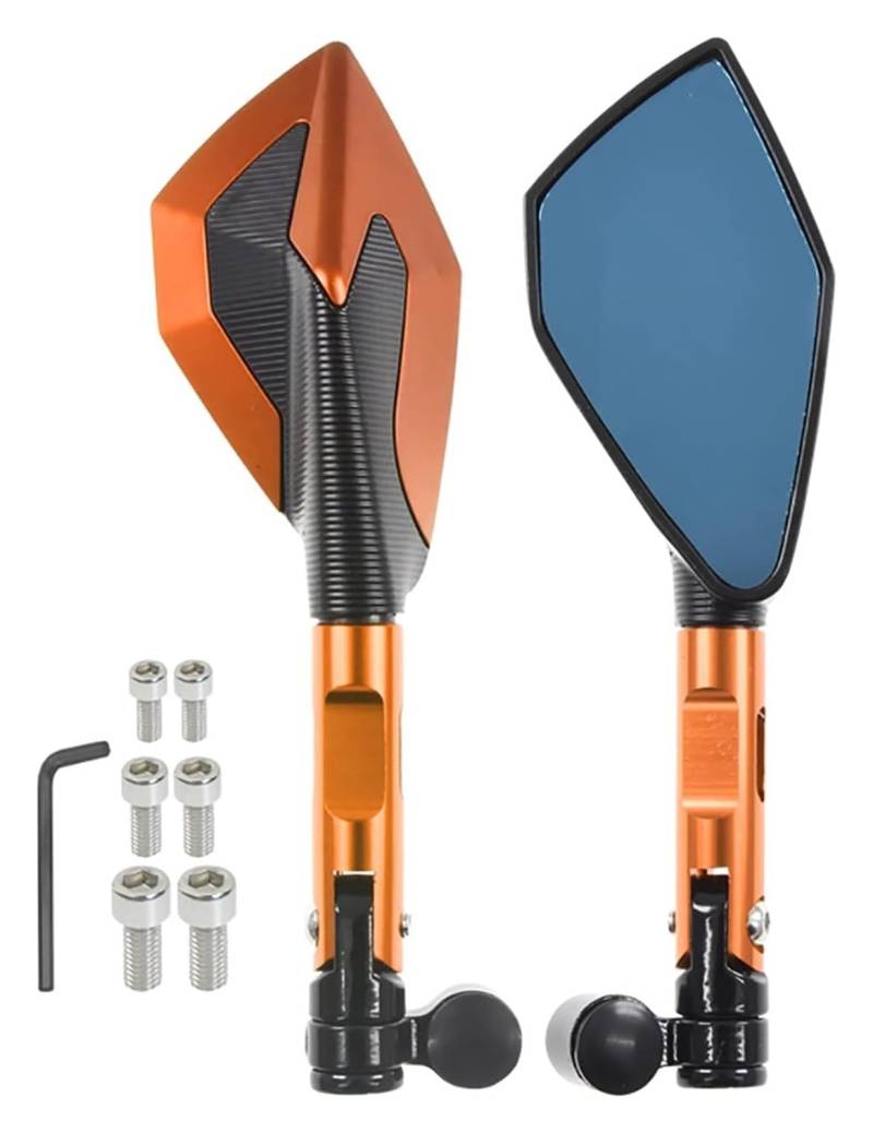 Für K&awasaki Z750 2004 2006 ER6N Z&ZR 600 1991 ZXR 400 ER6F ZRX400 ZR750 Motorrad CNC Rückspiegel Motorrad Rückspiegel(Orange) von YSDEACE