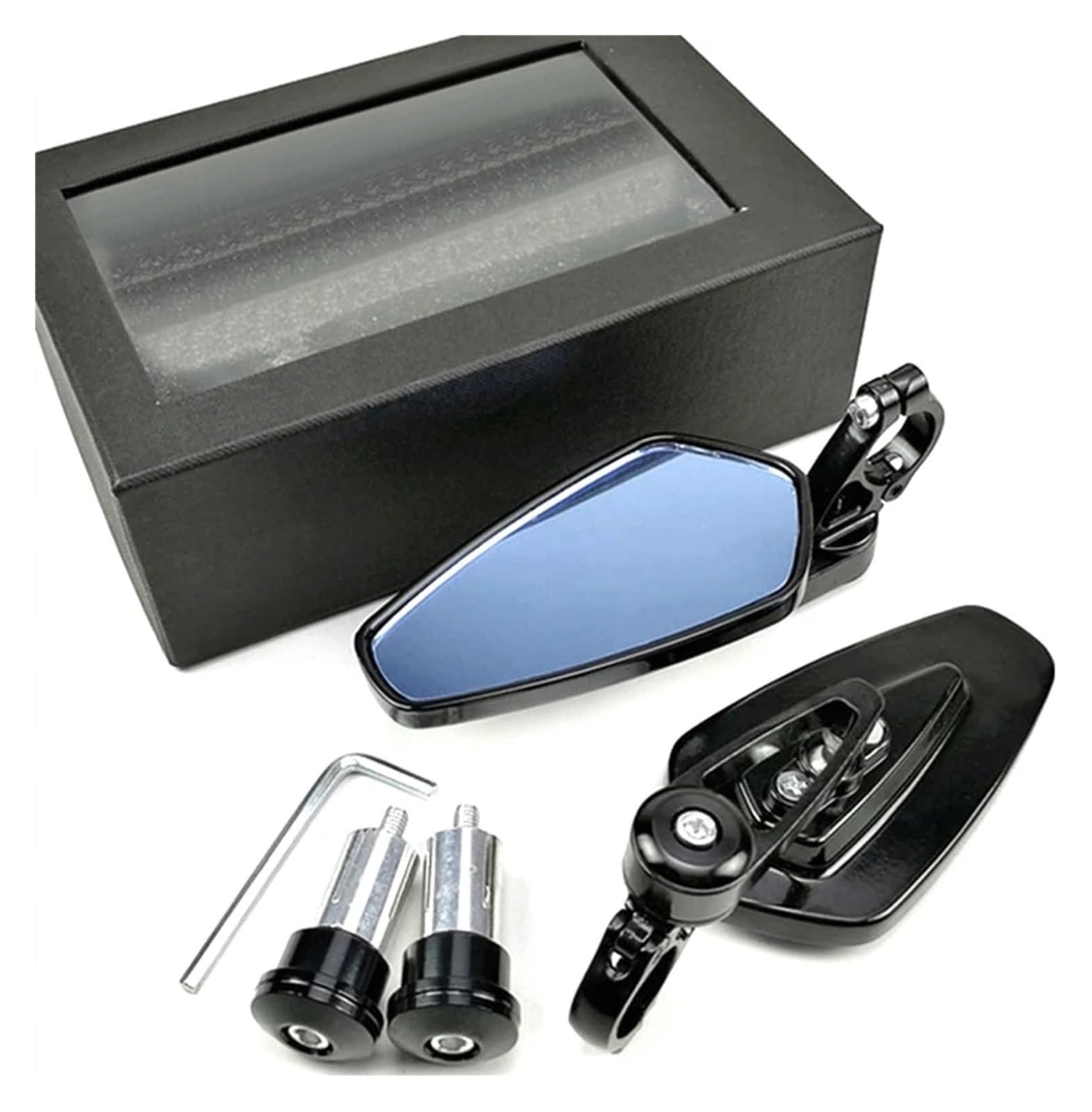 Für Kawasaki Z800 Motorrad-Lenkerrückspiegel, 22 Mm, Rückspiegel, Außenspiegel, Blaues Glas, Universelle Dekoration Motorrad Rückspiegel(Blue Glass) von YSDEACE