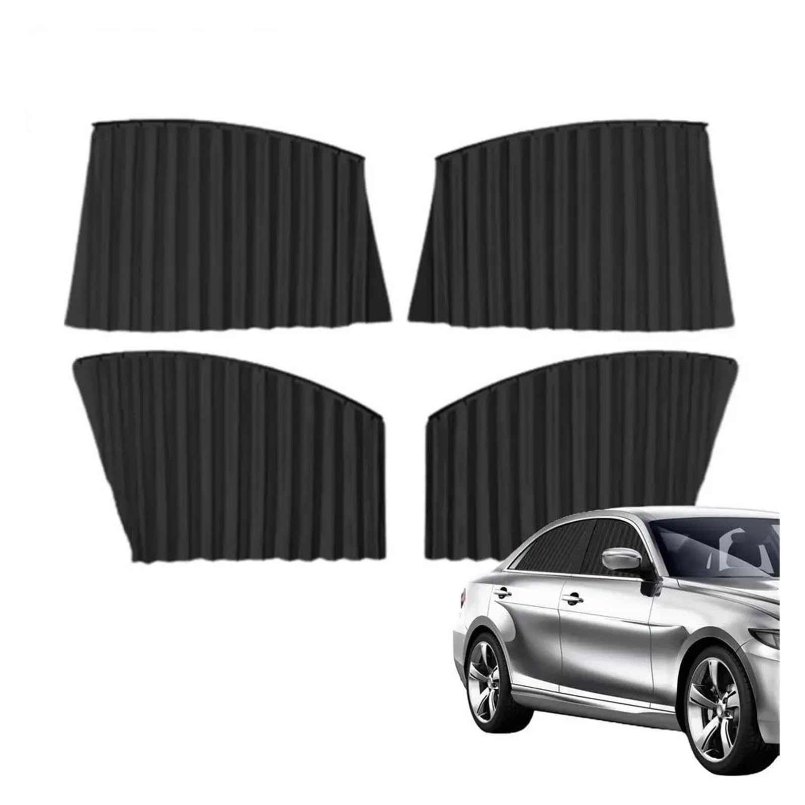 Auto-Sonnenschutzvorhänge magnetischer Sichtschutz für Seitenfenster Reisezubehör 4-teiliges Set für Vorder- und Hinterfenster passend für Sonnenschutz Auto Frontscheibe(Schwarz) von YSFIFHSKFH