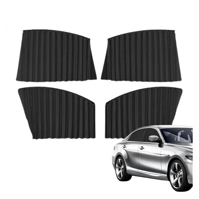 Auto-Sonnenschutzvorhänge magnetischer Sichtschutz für Seitenfenster Reisezubehör 4-teiliges Set für Vorder- und Hinterfenster passend für Sonnenschutz Auto Frontscheibe(Schwarz) von YSFIFHSKFH