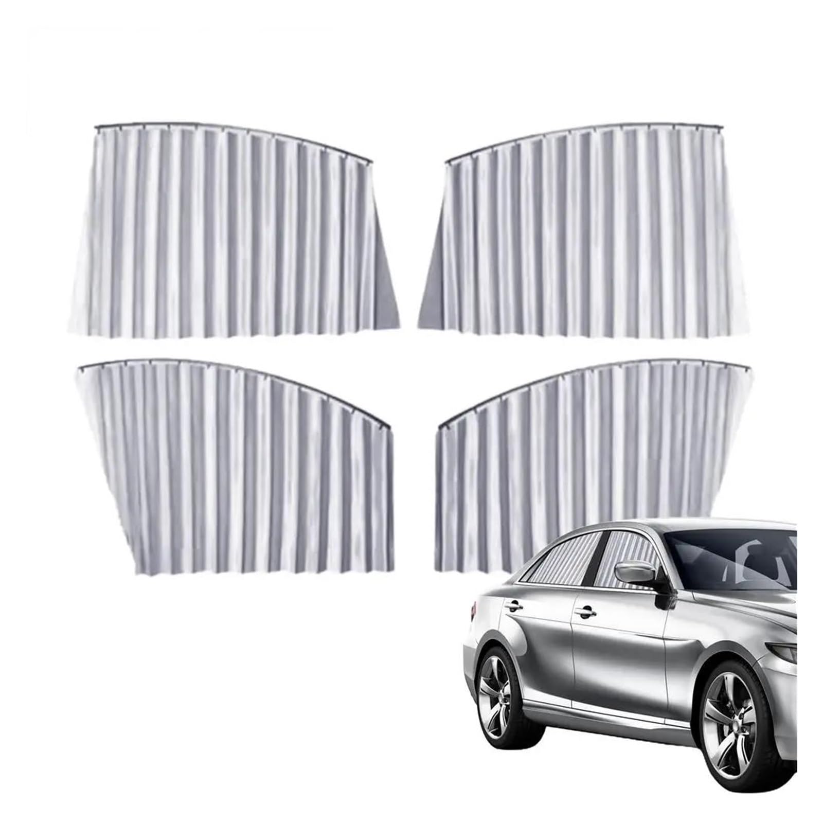 Auto-Sonnenschutzvorhänge magnetischer Sichtschutz für Seitenfenster Reisezubehör 4-teiliges Set für Vorder- und Hinterfenster passend für Sonnenschutz Auto Frontscheibe(Silber) von YSFIFHSKFH