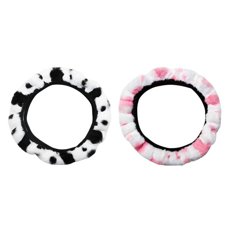 2 Stück Auto-Lenkradbezüge, Kuhmuster-Lenkradbezüge, Künstliche Plüsch-Lenkradbezüge, rutschfeste Warme Lenkradbezüge (37–38 cm) von YSJCHEBS