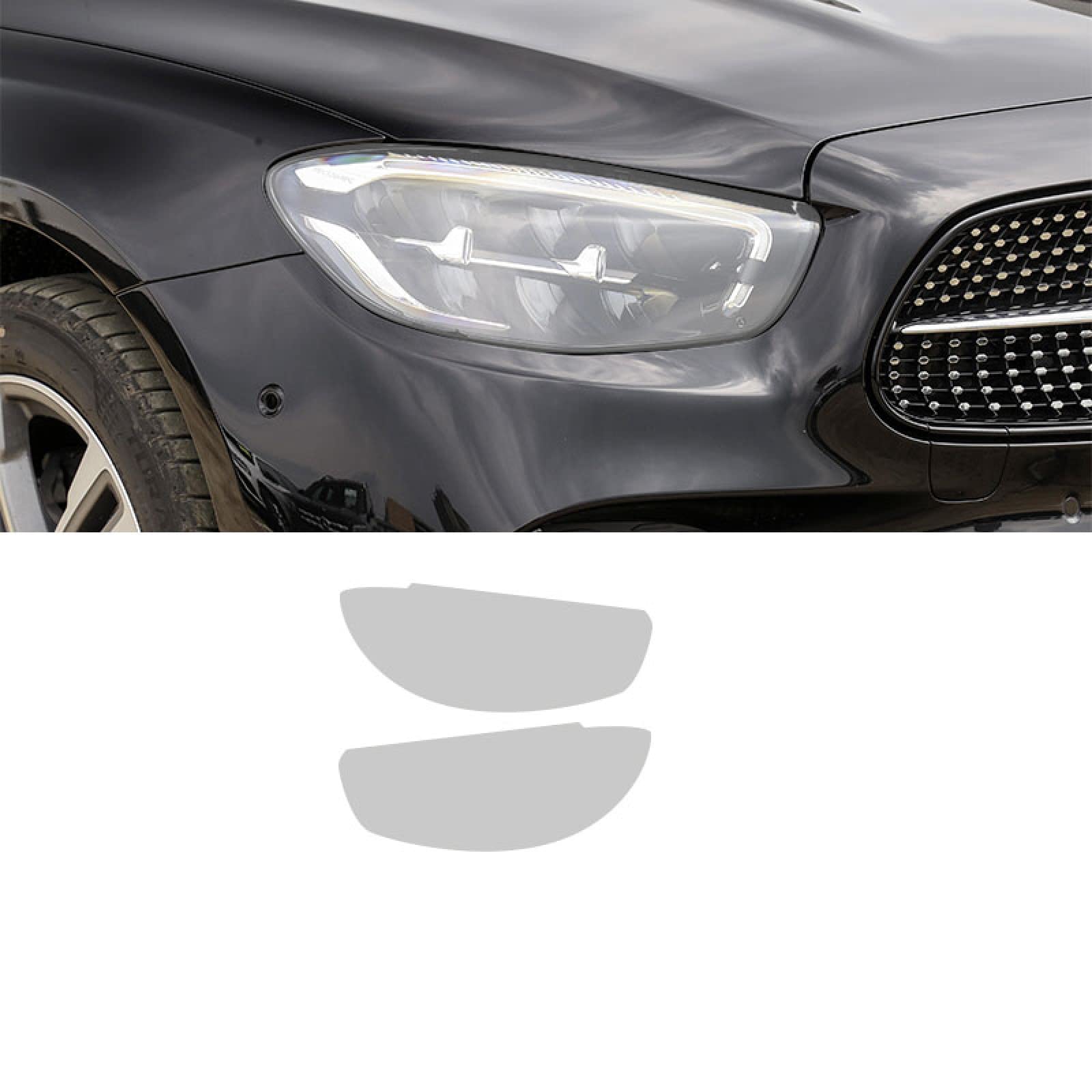 Auto Scheinwerfer Schutz Film Geraucht Schwarz Tint Wrap Vinyl Transparent TPU Aufkleber,Für Mercedes Benz E Klasse Facelift W213 2021 von YSLR