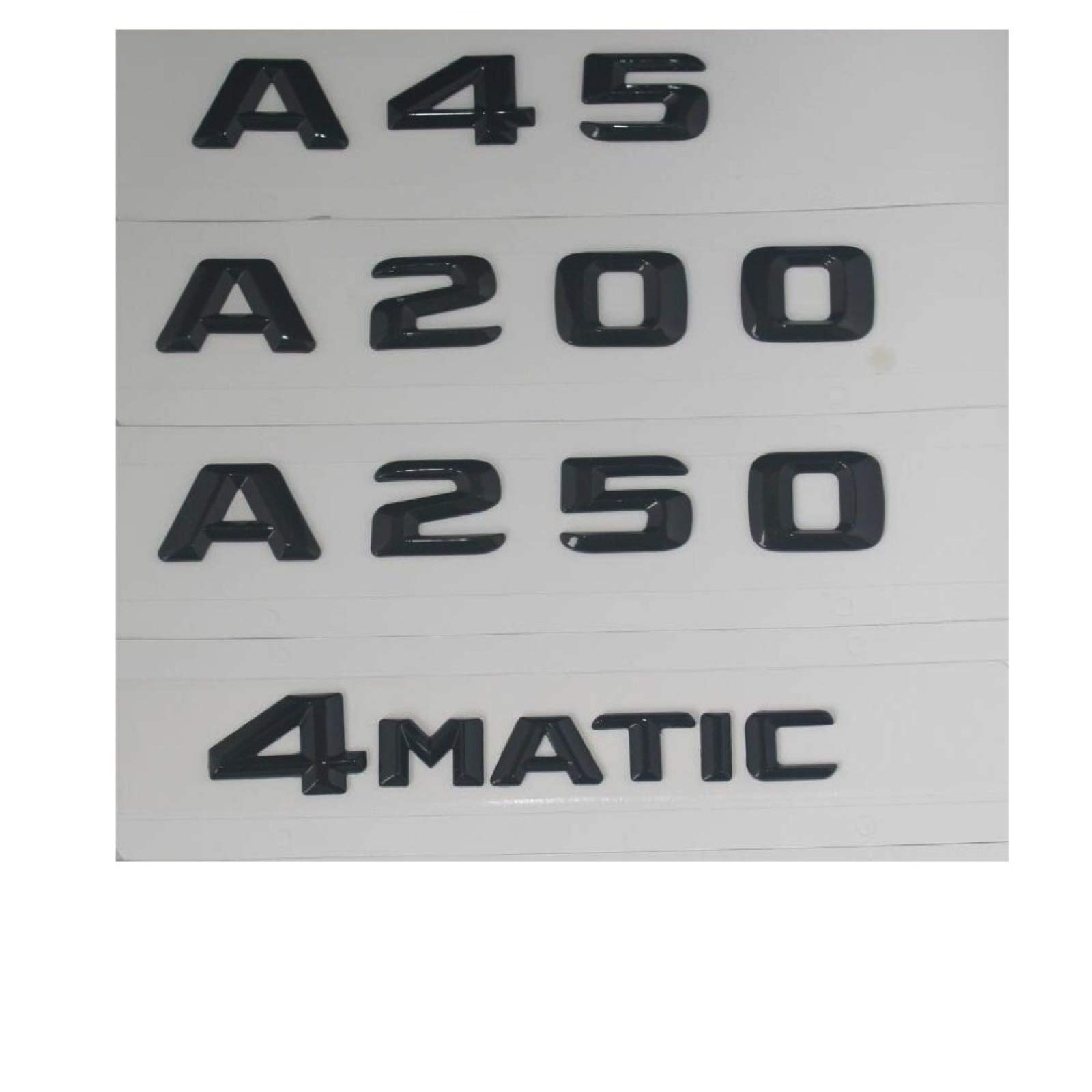 Schwarz glänzend Stamm Buchstaben Anzahl Abzeichen Emblem Embleme,für Mercedes Benz A45 AMG A200 A250 A220 4 Matic von YSLR