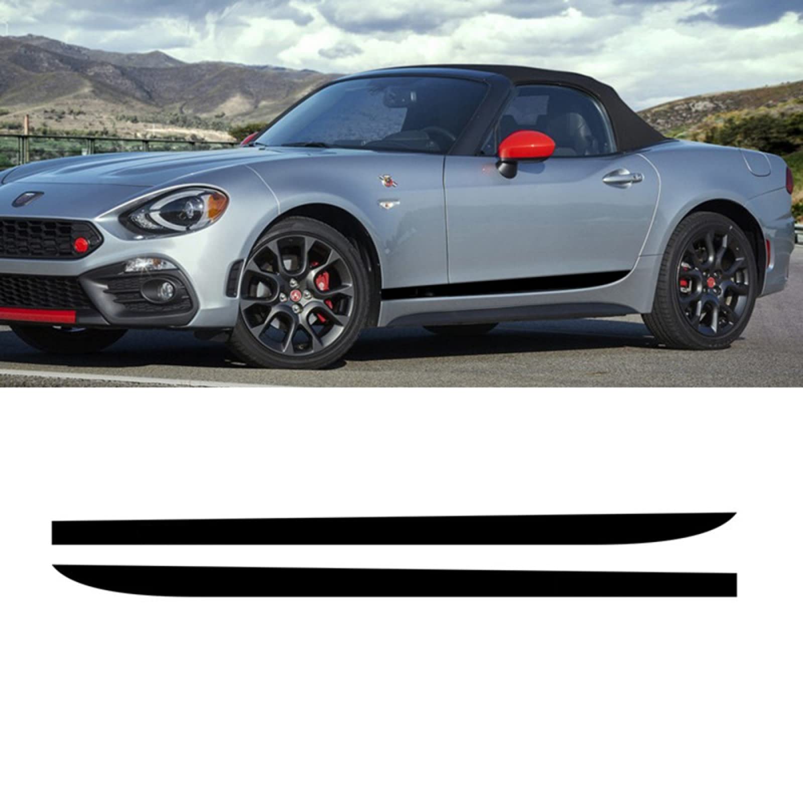 Seitenschwelleraufkleber für FIAT 124 Spider, Autotür Seitenschweller Aufkleber Sport Racing Stripes Auto Body Decor Vinyl Decals Beide Seiten außen von YSLR