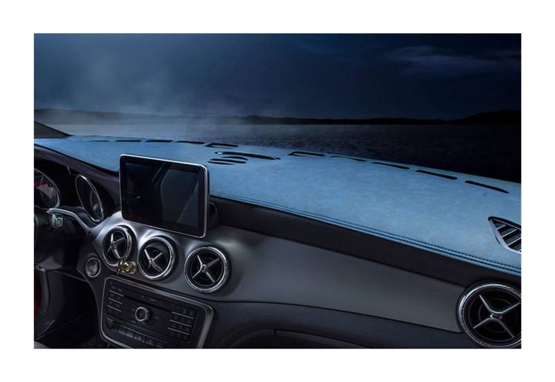 Auto-Matten-Teppich Für Für Panamera 2010-2016 Für Turbo GTS S Anti-UV-Anti-Rutsch-Auto-Matten-Teppiche Anti-Schmutz Sunshade(Leather Blue,No Compass) von YSQIFBABD