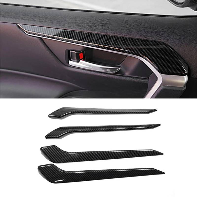 Auto ZubehöR Innenraum 4 STÜCKE Carbon Fiber Muster Auto Innentür Pull Griff Verkleidungen Abdeckung Für Toyota Für RAV4 2019-2022 SchutzhüLle von YSQIFBABD