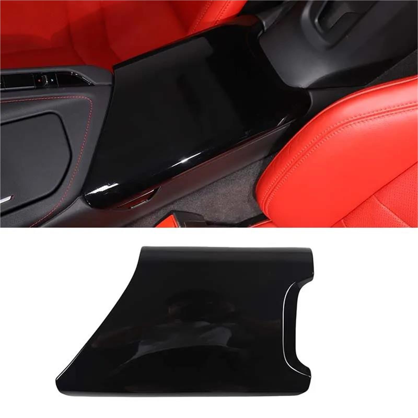 Auto ZubehöR Innenraum ABS-Auto-Mittelkonsole Armlehne Box Panel Schutzabdeckung Für Corvette C8 Für Stingray Z51 Z06 2020-2023 SchutzhüLle(Glänzend schwarz) von YSQIFBABD