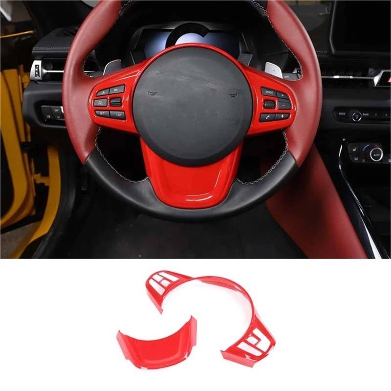 Auto ZubehöR Innenraum ABS Carbon Textur Lenkrad Trim Abdeckung Rahmen Aufkleber Für Toyota Für GR Supra Für MK5 A90 2019-2022 SchutzhüLle(Rot) von YSQIFBABD