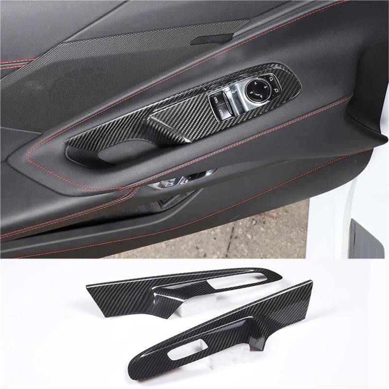 Auto ZubehöR Innenraum Autofensterglas-Lift-Schalterfeld-Rahmenabdeckungs-Trimmaufkleber Für Chevy Für Corvette Für C8 2020-2023 SchutzhüLle(Style 1) von YSQIFBABD