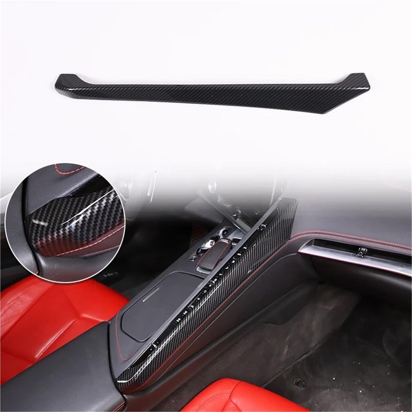 Auto ZubehöR Innenraum Für Chevy Für Corvette C8 2020-2024 Auto ABS Autokonsole Gangschaltung Panel Abdeckung Tür Armlehne Zieraufkleber SchutzhüLle(Carbon Texture 1) von YSQIFBABD