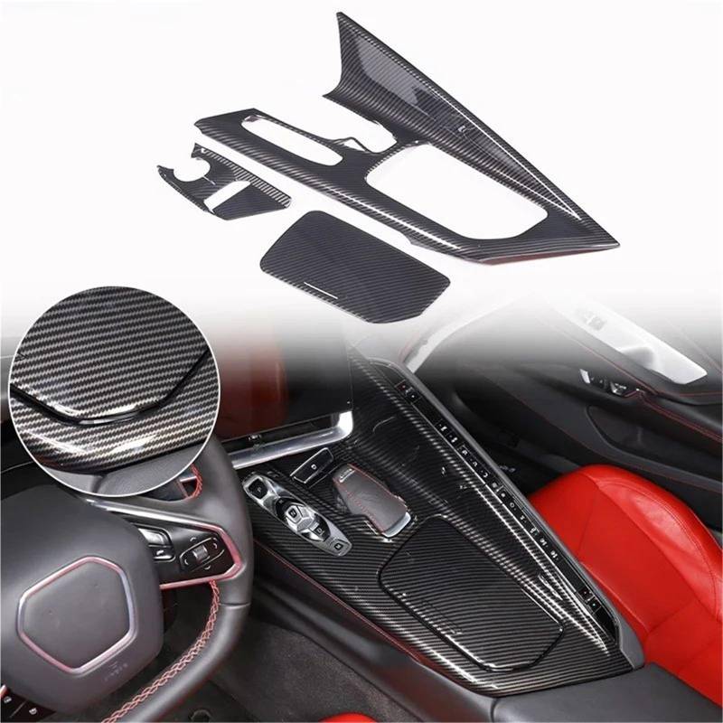 Auto ZubehöR Innenraum Für Chevy Für Corvette C8 2020-2024 Auto ABS Autokonsole Gangschaltung Panel Abdeckung Tür Armlehne Zieraufkleber SchutzhüLle(Carbon Texture 28) von YSQIFBABD