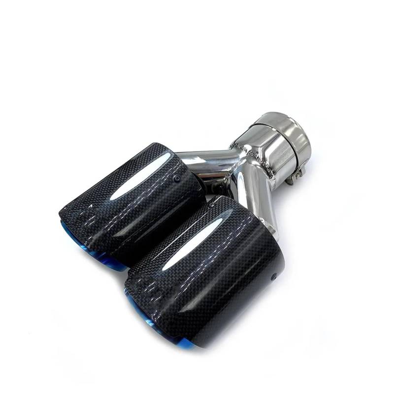 Endrohrblenden 1 PC Für E90 Dual Twill Glossy Carbon Fiber Schalldämpfer Spitze Blau Edelstahl Auspuff Spitze Flansch Gerade Auto Auspuffblende(ID 63mm-OD 101mm) von YSQIFBABD