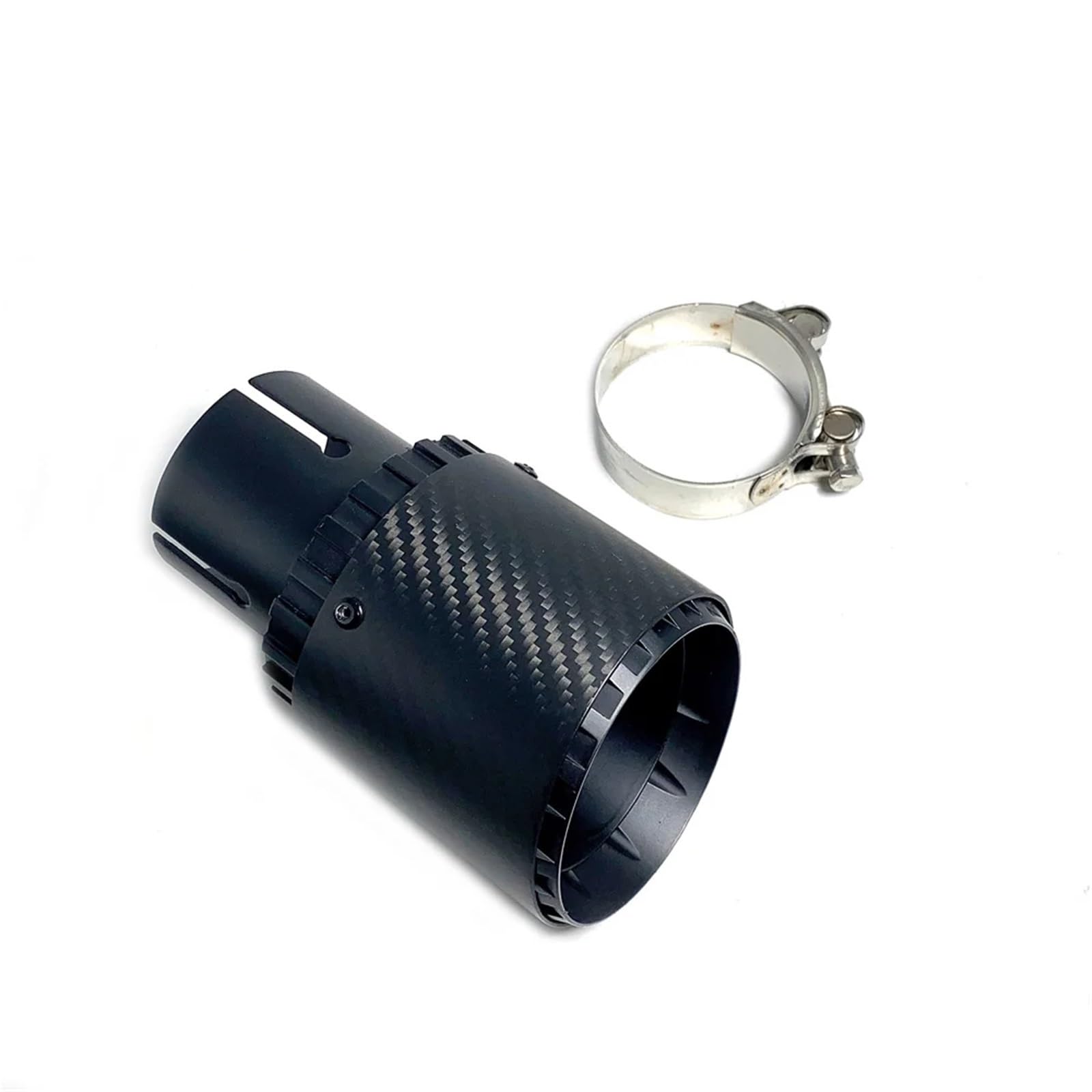 Endrohrblenden 1 PCS Aluminium Legierung Auspuffrohr Auto Schalldämpfer Carbon Faser Auspuff Spitze Universal Schwarz 89mm 101mm Abgasanlage Düse Auto Auspuffblende(IN 54MM-OUT 101MM) von YSQIFBABD