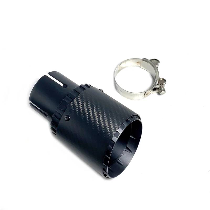 Endrohrblenden 1 PCS Aluminium Legierung Auspuffrohr Auto Schalldämpfer Carbon Faser Auspuff Spitze Universal Schwarz 89mm 101mm Abgasanlage Düse Auto Auspuffblende(IN 54MM-OUT 101MM) von YSQIFBABD