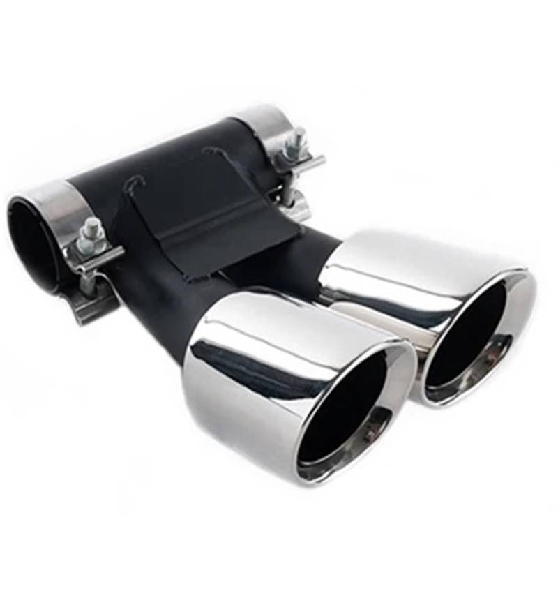 Endrohrblenden 1 PCS Doppel Auto Auspuffblende Für Cayman Für 987 Für Boxster Schalldämpfer Spitze Endrohr Auspuffanlage Düse Auto Auspuffblende(Silver B) von YSQIFBABD