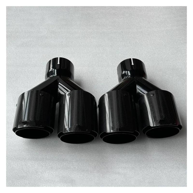 Endrohrblenden 1 Paar Doppel-Auto-Auspuffrohr-Endrohre Glänzend Schwarz Aus Kohlefaser/Edelstahl Doppel-Auspuffspitzen Endrohr-Endrohr Auto Auspuffblende(ID 83MM-OD 114MM) von YSQIFBABD