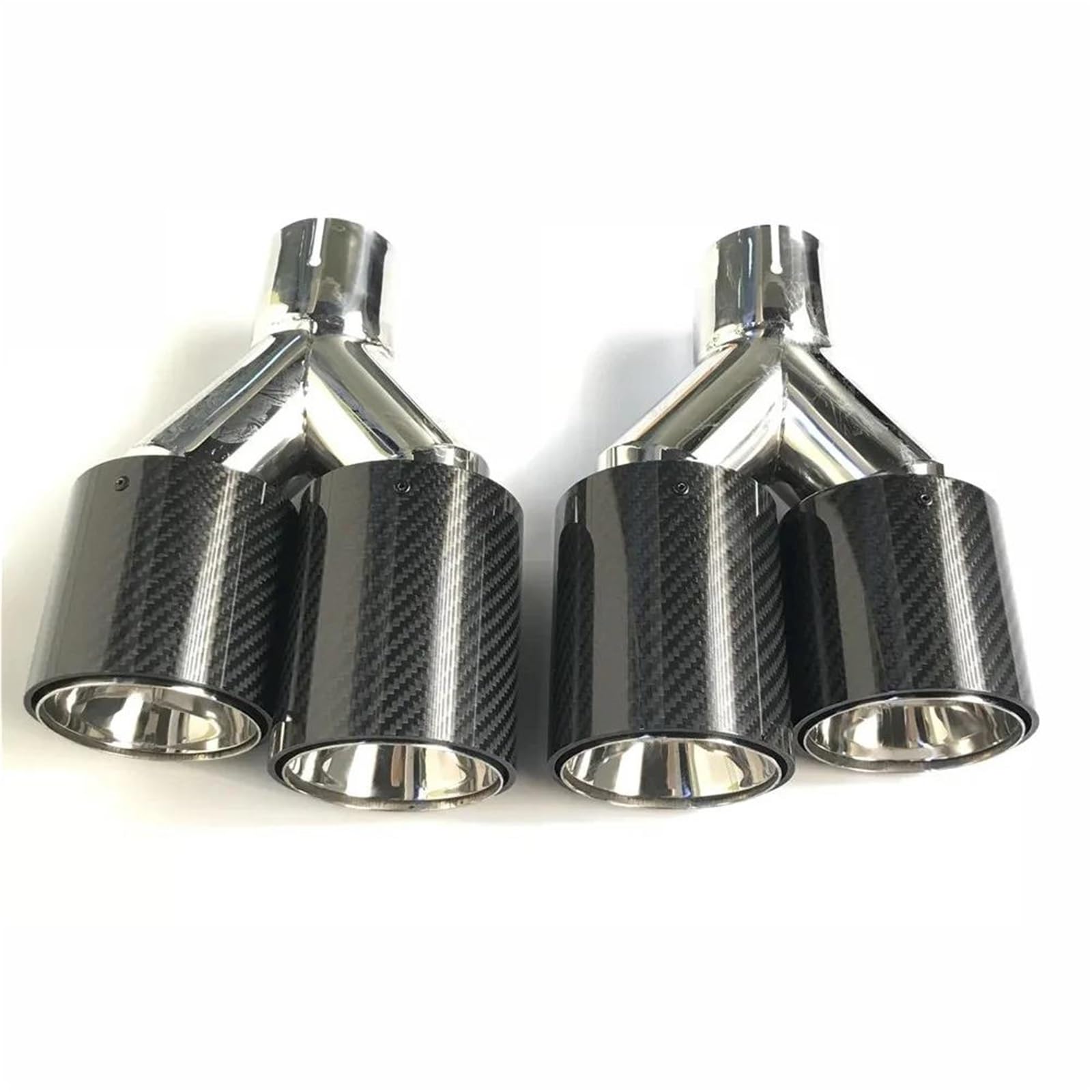 Endrohrblenden 1 Paar Quad Auspuff Tipps Carbon Fiber Doppel Schwanz Ende Rohre Auspuff System Düse Serie Auto Auspuffblende(ID 80MM-OD 93MM) von YSQIFBABD