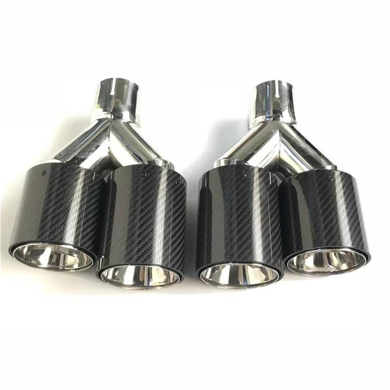 Endrohrblenden 1 Paar Quad Auspuff Tipps Carbon Fiber Doppel Schwanz Ende Rohre Auspuff System Düse Serie Auto Auspuffblende(ID 80MM-OD 93MM) von YSQIFBABD