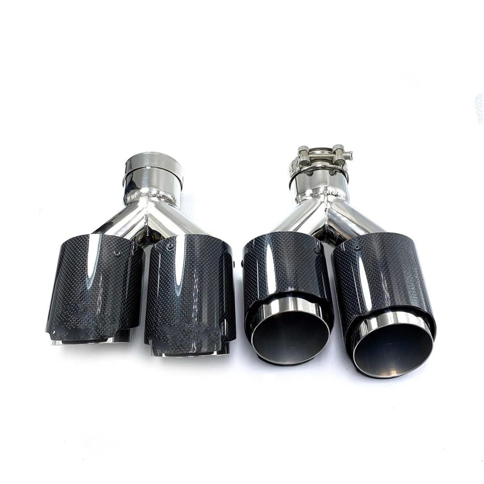 Endrohrblenden 1 Paar Y-Typ Dual Autozubehör Auto Auspuffrohr Endrohr Glänzend Carbon Fiber Doppel Auspuffspitzen Schalldämpfer Endrohr Auto Auspuffblende(ID 70MM-OD 76MM) von YSQIFBABD