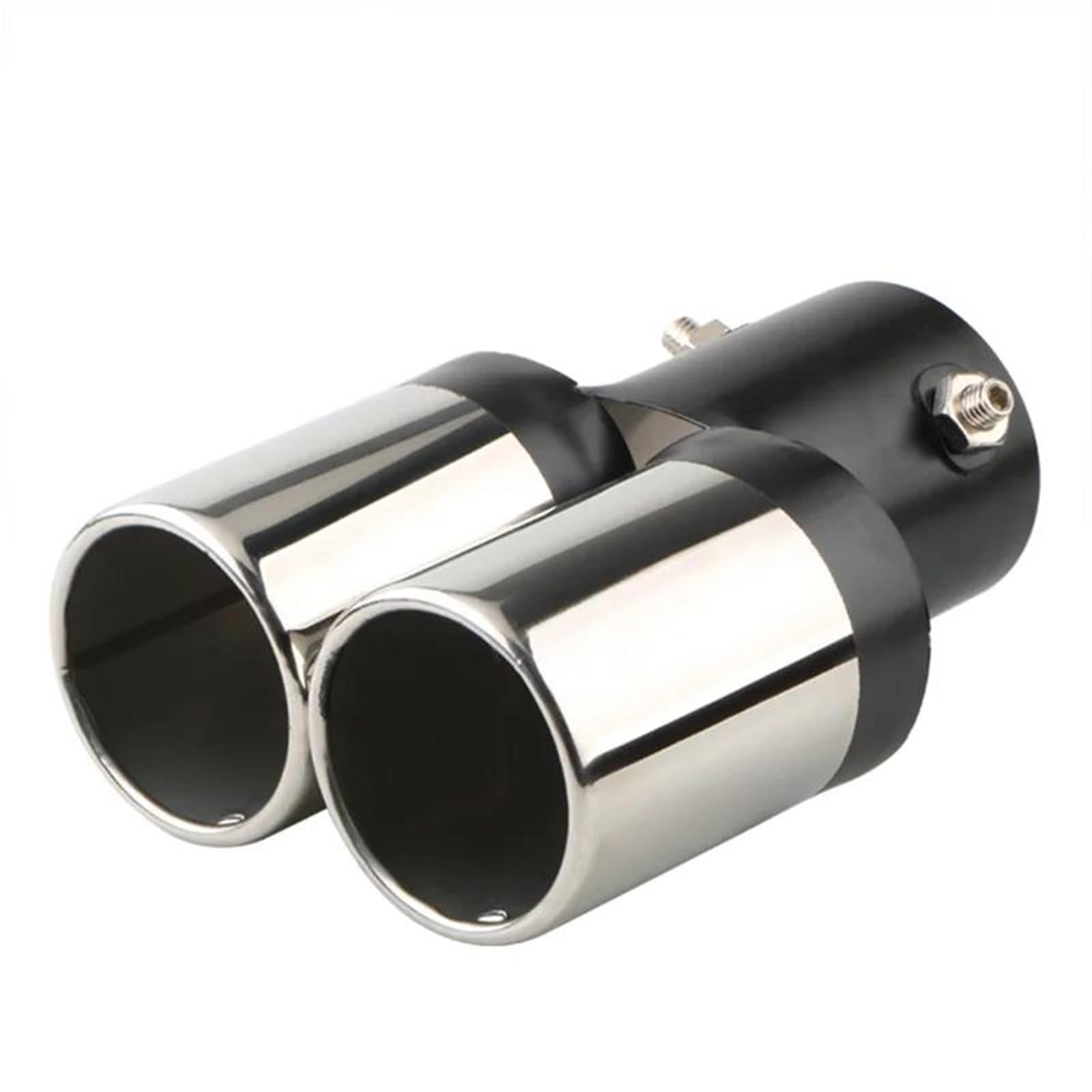 Endrohrblenden 1 STÜCKE 2,5 "Auto Auspuff Trim Schalldämpfer Rohr Schwanz Edelstahl Gebogene Doppel Outlet Einlass Dekoration Chrom Endrohr Auto Styling Auto Auspuffblende(Black straight) von YSQIFBABD