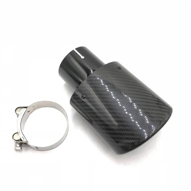 Endrohrblenden 1 STÜCKE 95 * 115mm Oval Slanted Carbon Fiber Auto Auspuff Dual Tipps Glänzend Schwarz Edelstahl Auspuff Schalldämpfer Rohre Auto Auspuffblende(48-105MM Glossy) von YSQIFBABD