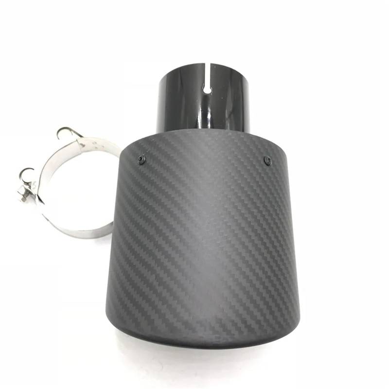 Endrohrblenden 1 STÜCKE 95 * 115mm Oval Slanted Carbon Fiber Auto Auspuff Dual Tipps Glänzend Schwarz Edelstahl Auspuff Schalldämpfer Rohre Auto Auspuffblende(63-115MM Matt) von YSQIFBABD