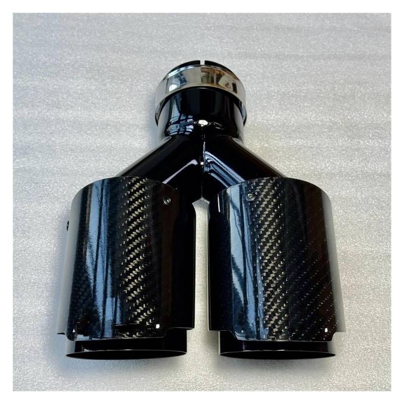 Endrohrblenden 1 Stück Autozubehör Glänzend Schwarze Kohlefaser Doppelauspuffspitzen Endrohr Schalldämpferdüsen Autowerkzeuge Für Alle Autos Auto Auspuffblende(ID 51MM-OD 101MM) von YSQIFBABD