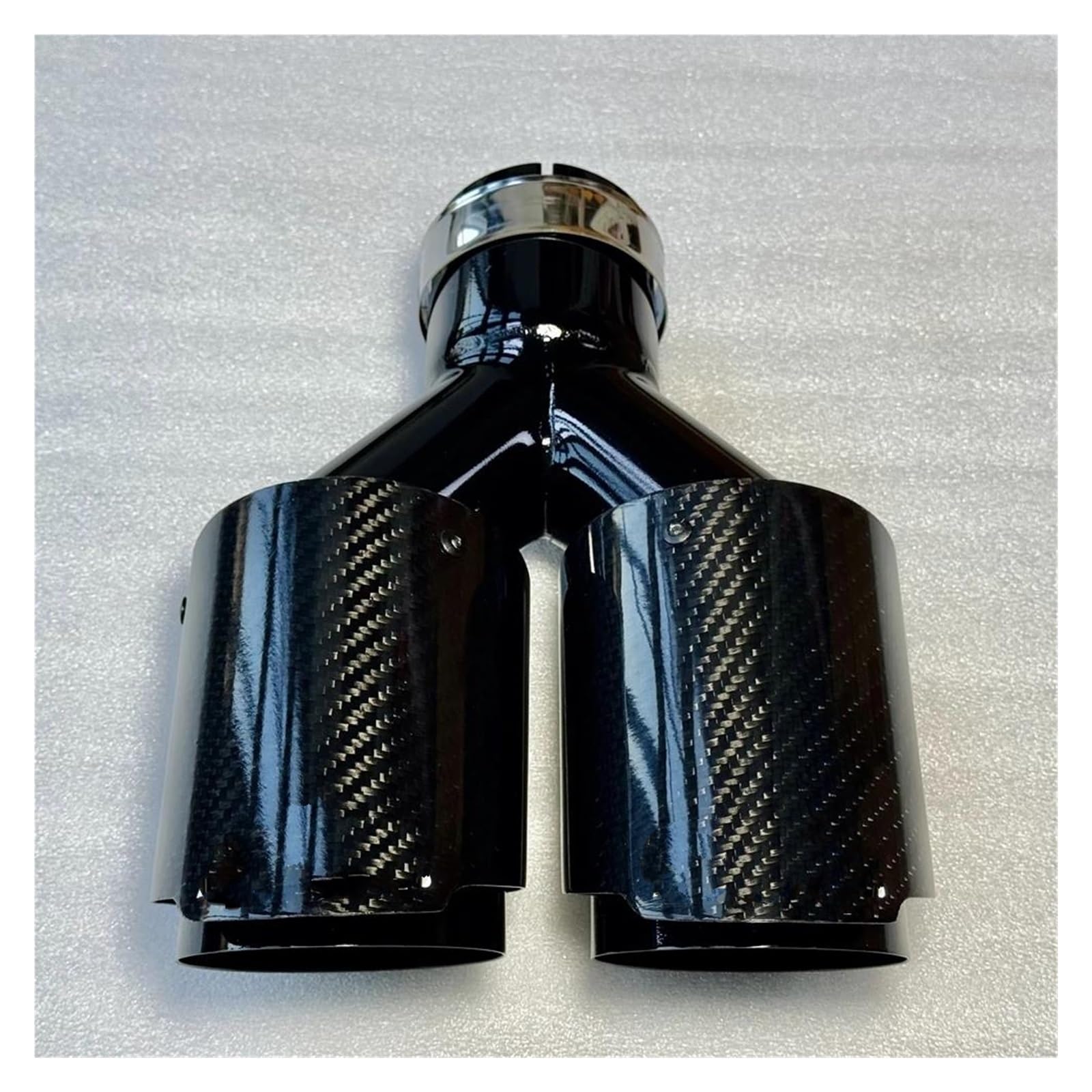 Endrohrblenden 1 Stück Autozubehör Glänzend Schwarze Kohlefaser Doppelauspuffspitzen Endrohr Schalldämpferdüsen Autowerkzeuge Für Alle Autos Auto Auspuffblende(ID 83MM-OD 89MM) von YSQIFBABD