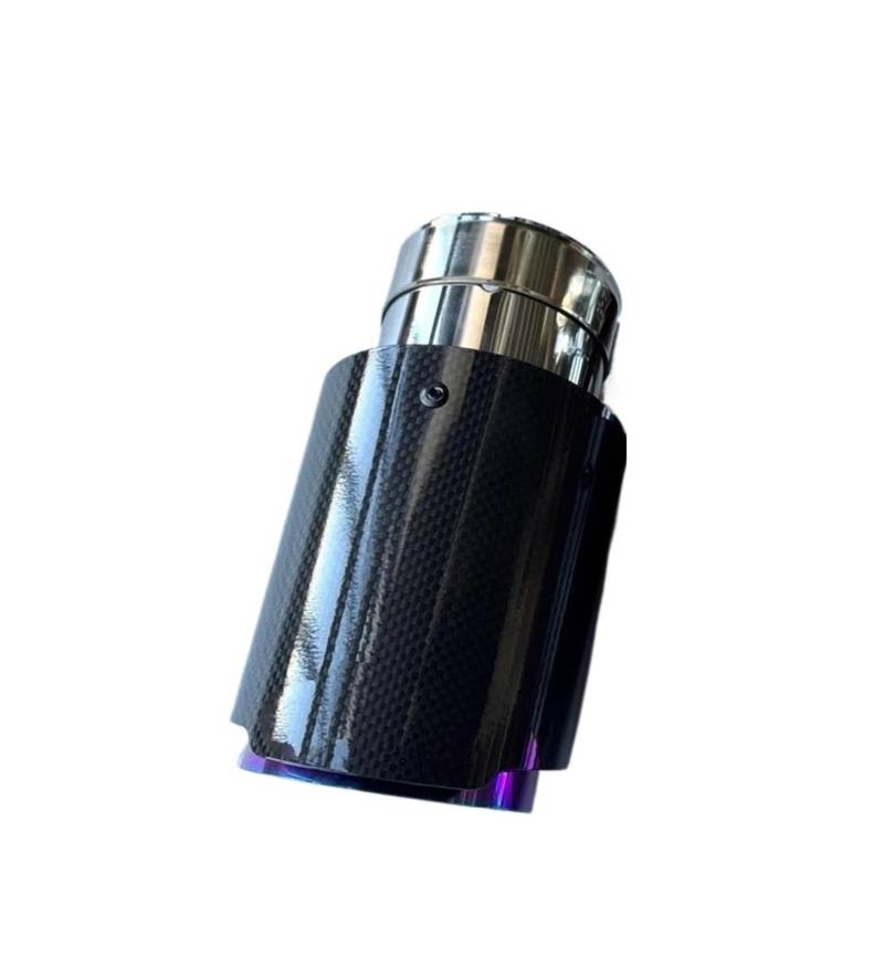 Endrohrblenden 1 Stück Einzelauto-Auspuffspitzen Düsen Blau/Lila Rohr Glänzend Echt Carbon Fiber Endrohr Schalldämpfer Spitzen Für Universal Auto Auspuffblende(ID 51MM-OD 89MM) von YSQIFBABD