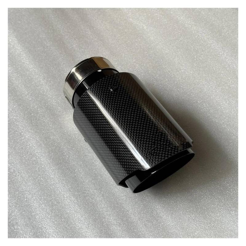 Endrohrblenden 1 Stück Einzelauto-Auspuffspitzen Schwarzes Rohr Glänzend Echt Carbon Fiber Tail End Schalldämpfer Endrohr Für Universal Auto Auspuffblende(ID 63MM-OD 114MM) von YSQIFBABD