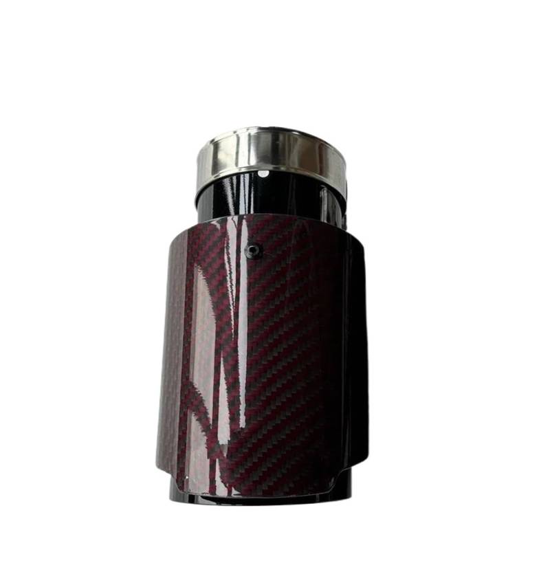 Endrohrblenden 1 Stück Einzelauto-Auspuffspitzen Schwarzes Rohr Glänzend Rot Carbon Fiber Tail End Schalldämpfer Endrohr Für Universal Auto Auspuffblende(ID 63MM-OD 101MM) von YSQIFBABD