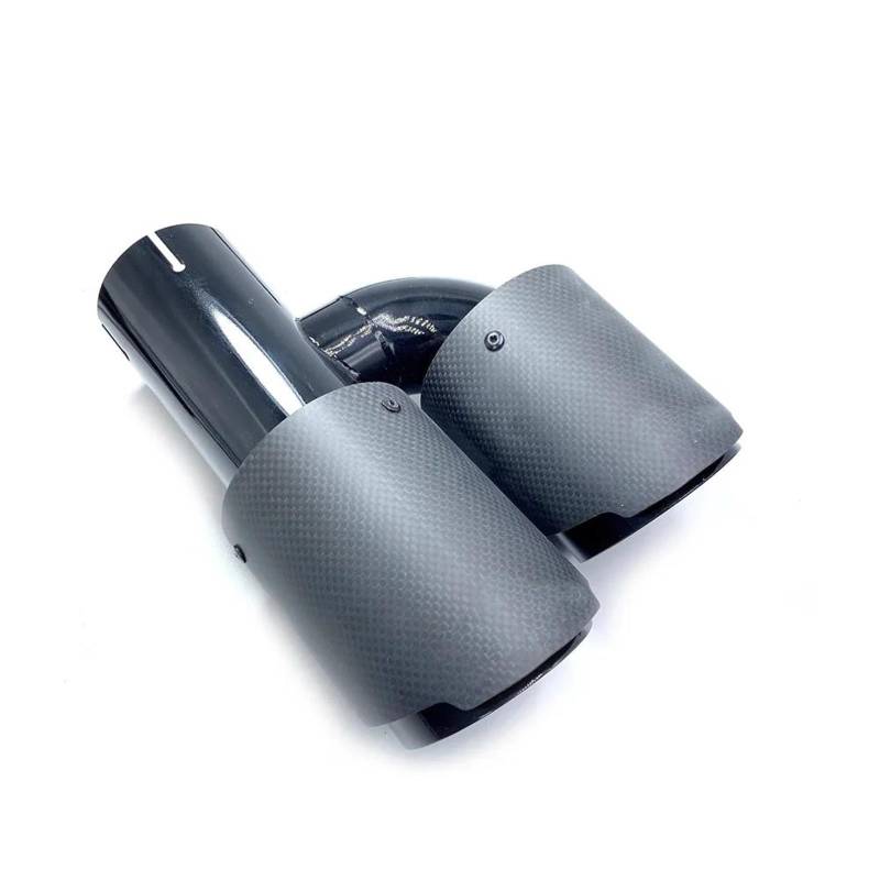 Endrohrblenden 1 Stück H-Typ Rechte Seite Doppelauspuffblende Carbonfaser Doppeltes Schwarzes Auspuffrohr Endrohr Auspuffschalldämpferblende Universal Auto Auspuffblende(ID 60MM-OD 89MM) von YSQIFBABD
