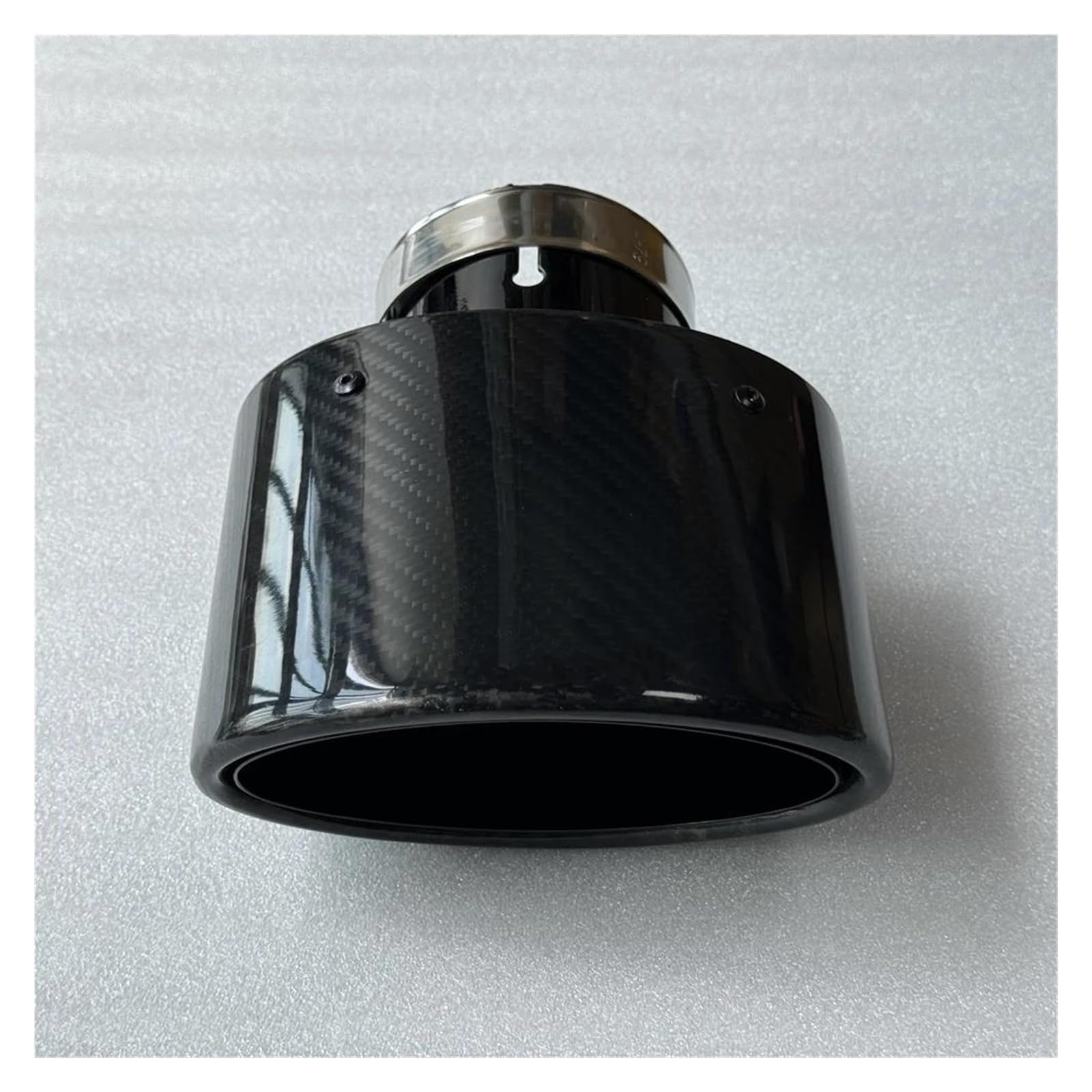 Endrohrblenden 1 Stück Oval Out Glossy Carbon Fiber Schwarz Edelstahl Autozubehör Modifikation Endrohr Auspuffrohr Tipps Schalldämpfer Auto Auspuffblende(ID 70MM-OD 150MM) von YSQIFBABD