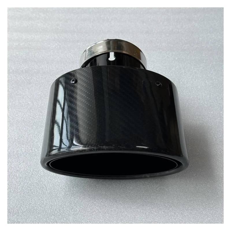 Endrohrblenden 1 Stück Oval Out Glossy Carbon Fiber Schwarz Edelstahl Autozubehör Modifikation Endrohr Auspuffrohr Tipps Schalldämpfer Auto Auspuffblende(ID 70MM-OD 150MM) von YSQIFBABD