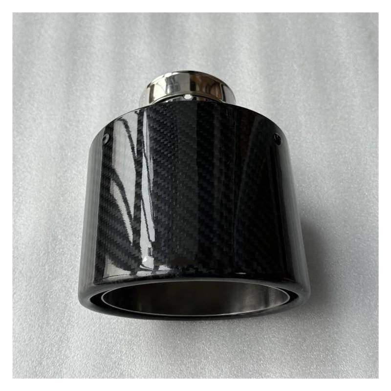 Endrohrblenden 1 Stück Ovale Glänzende Kohlefaser 105/130/150 Mm Splitter-Edelstahl Universelles Auto-Endrohr Auspuffrohrspitzen Schalldämpfer Auto Auspuffblende(ID 48MM-OD 115MM) von YSQIFBABD