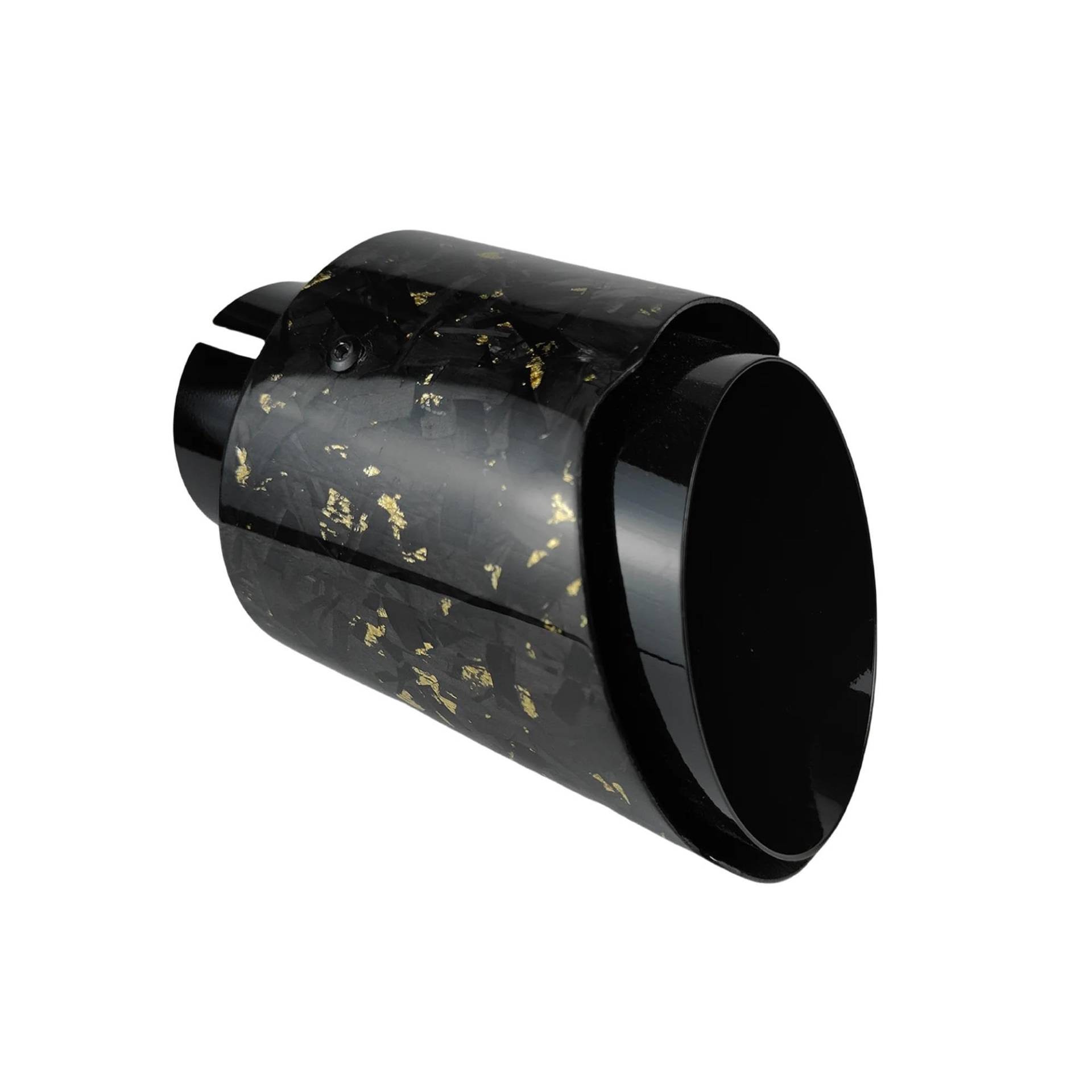 Endrohrblenden 1 Stück Universal Auto Geschmiedete Carbonfaser-Endrohrblende Edelstahl Schalldämpfer Glänzend Auspuffdüsenspitze Mehrfarbig Auto Auspuffblende(Gold 76.2mm-101mm) von YSQIFBABD