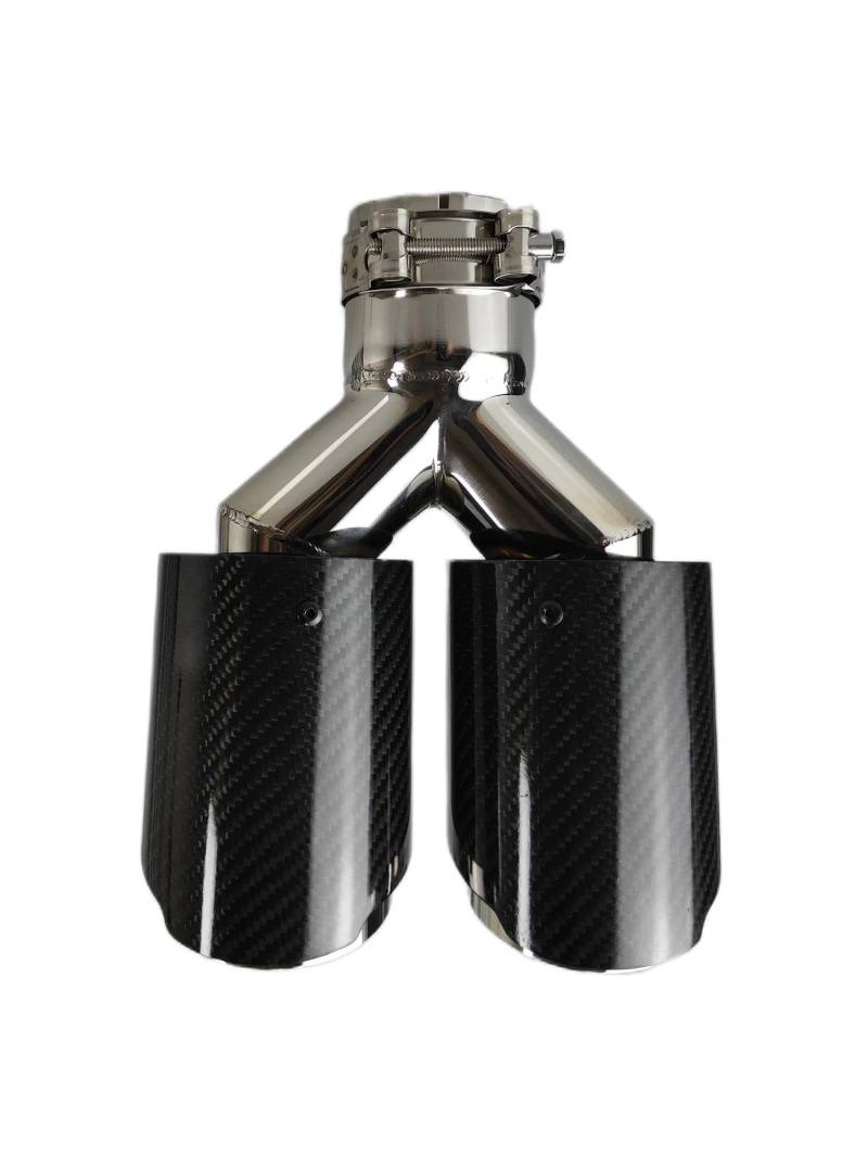 Endrohrblenden 1 Stück Universal-Auto-Schalldämpfer Aus Kohlefaser Gleiche Länge Poliert Y-förmig Doppelte Auspuffspitze Aus Twill Glänzend Auto Auspuffblende(66mm-101mm) von YSQIFBABD
