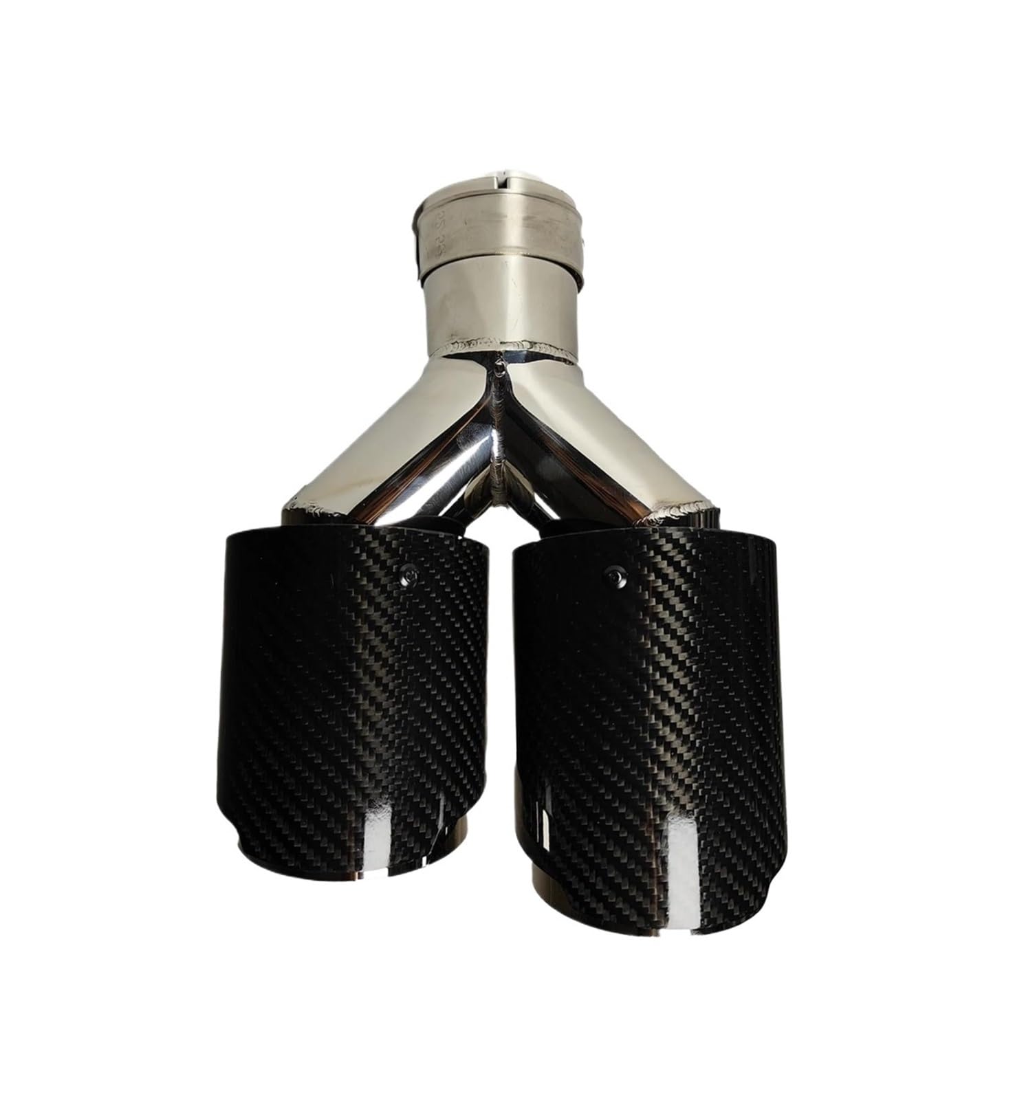 Endrohrblenden 1 Stück Universal-Auto-Schalldämpfer Aus Kohlefaser Länge Brüniert Y-förmig Doppelte Auspuffspitze Aus Twill Glänzend Auto Auspuffblende(60mm-89mm-Left) von YSQIFBABD