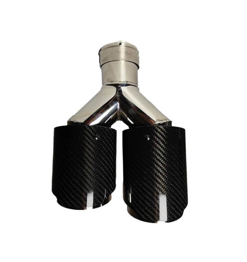 Endrohrblenden 1 Stück Universal-Auto-Schalldämpfer Aus Kohlefaser Länge Brüniert Y-förmig Doppelte Auspuffspitze Aus Twill Glänzend Auto Auspuffblende(60mm-89mm-Left) von YSQIFBABD