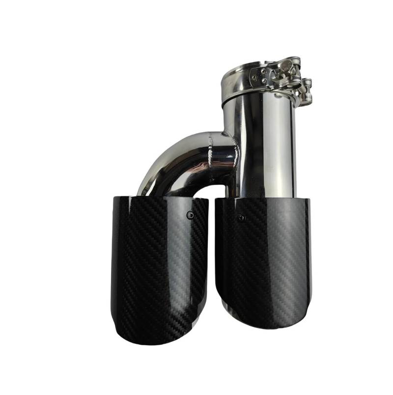 Endrohrblenden 1 Stück Universal-Auto-Schalldämpfer Aus Kohlefaser Länge Des Auspufftopfs Poliert H-förmig Doppelte Auspuffspitze Aus Twill Glänzend Auto Auspuffblende(51mm-76mm-Right) von YSQIFBABD